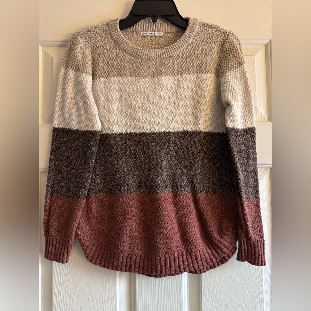 Pink Clover Striped colorblock Knit Sweater small petite